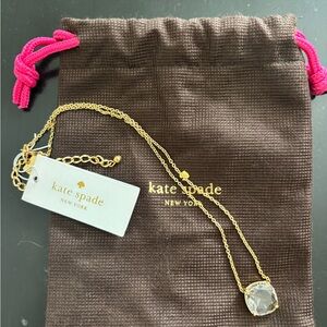 kate spade Gold-Tone Chain Necklace with White Logo Tag